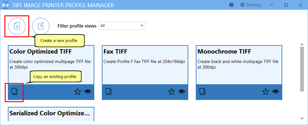Create or edit a profile to add a page numbering stamp. 