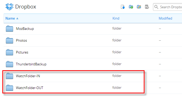 Adding Folders in Dropbox for Document Conversion Service