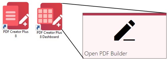 Open PDF Creator from desktop shortcut or dashboard tile