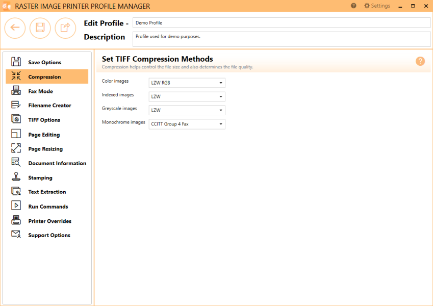 ProfileManagerCompressionTabTIFF-RAS