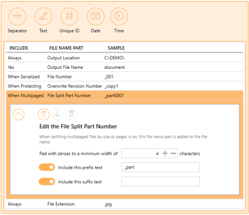 ProfileManagerFilenameCreatorTabFileSplitPartNumber-RAS