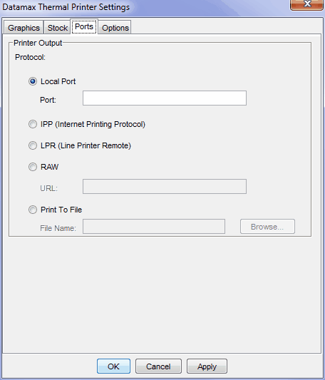 Ports configuration tab