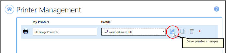 Save profile changes for color optimized TIFF images to printer
