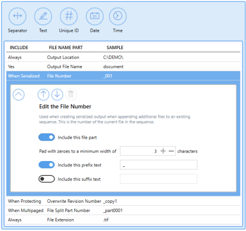 ProfileManagerFilenameCreatorTabFileNumber