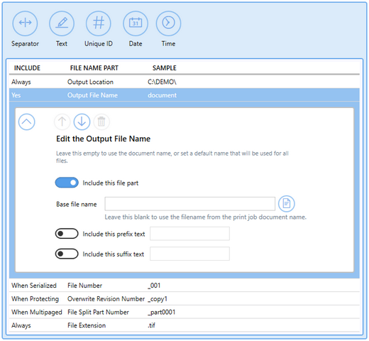 ProfileManagerFilenameCreatorTabOutputFileName