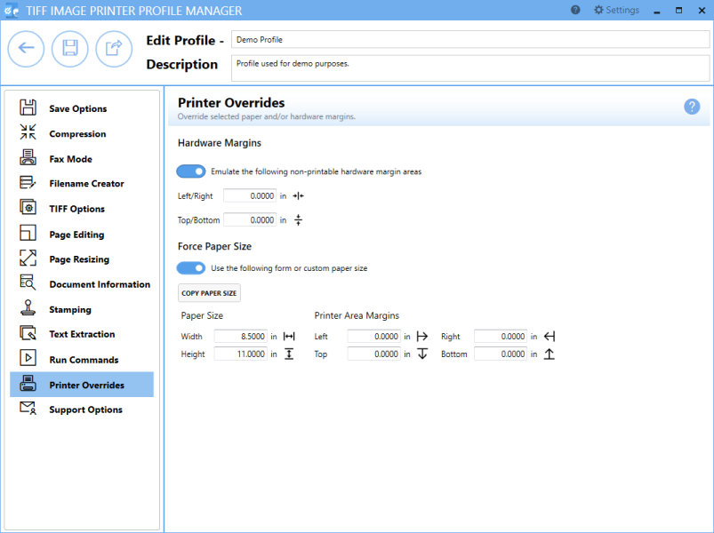 ProfileManagerPrinterOverridesTab