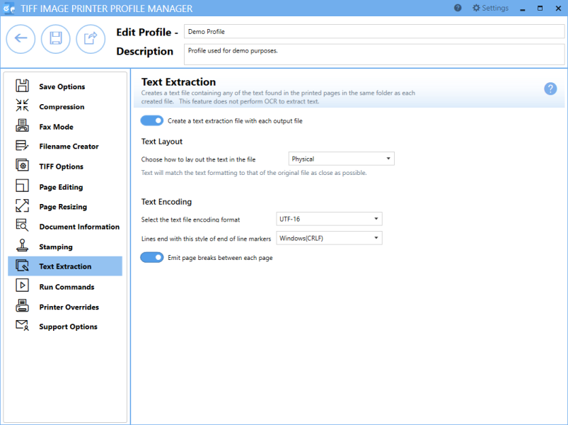 ProfileManagerTextExtractionTab
