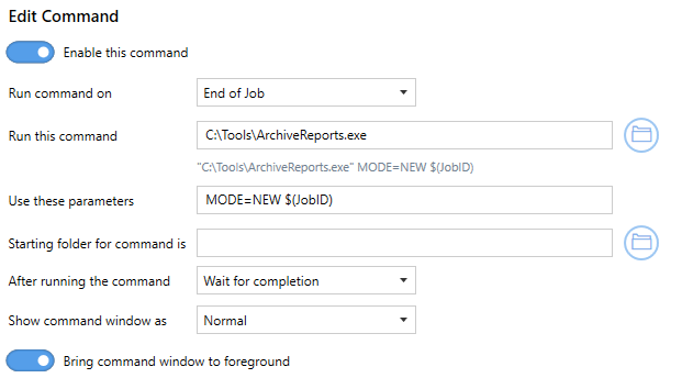 RunCommandsLaunchApplicationEndOfJobMultipleArgs