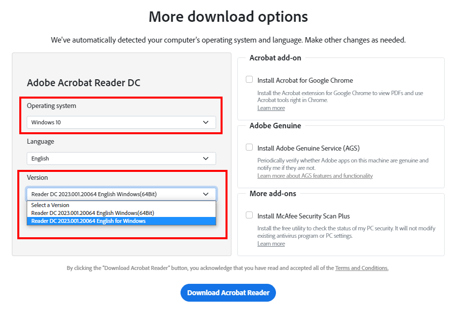 Adobe-Reader-Download-Select-Version