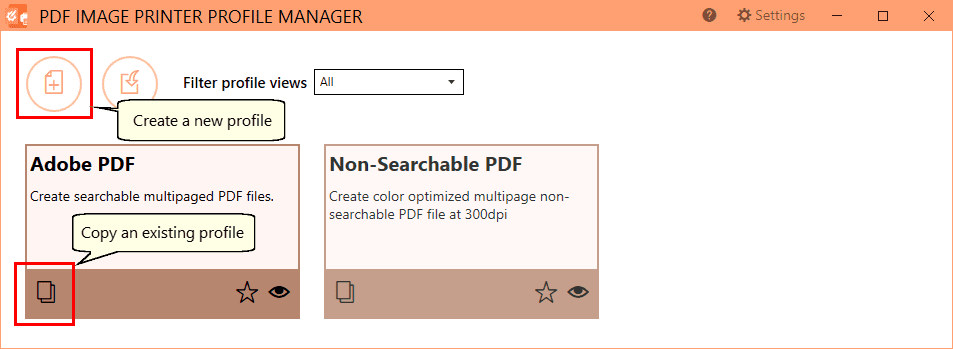 create a new profile to reduce non-searchable PDF file size