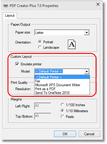 PDF Creator Plus - Emulate Printer