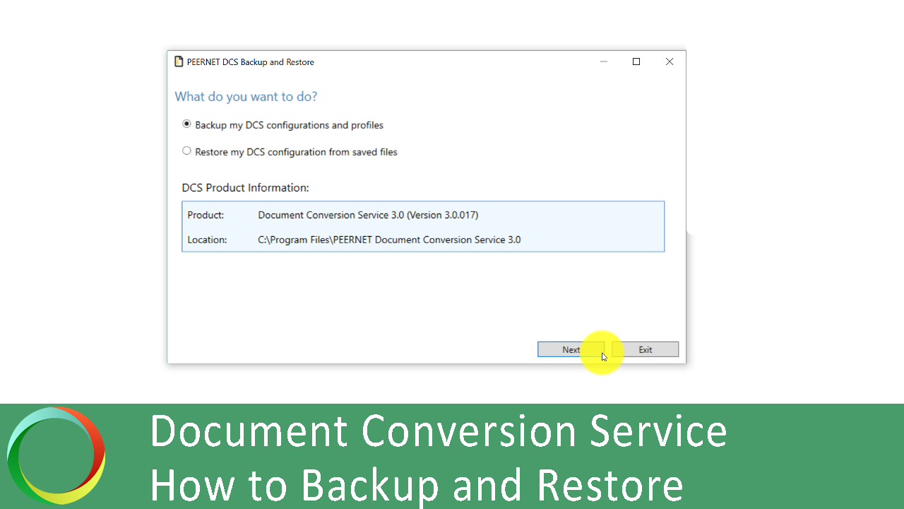 Document Conversion Service Backup Restore