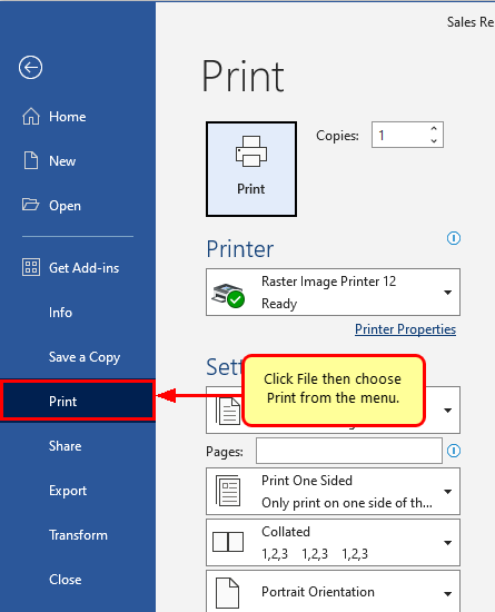 To convert you Word document to JPEG, go to File, then choose Print