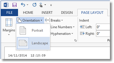 Landscape Text Select  Page Orientation