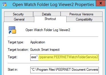 New Watch Folder Service Viewer Settings