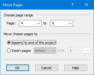 Use Move Range to move a group of pages to a new location in the page collection.