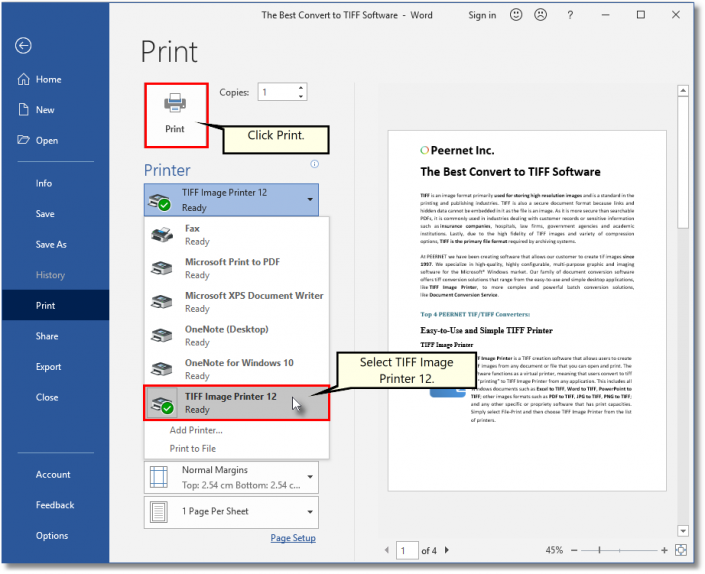 Combine Multiple Files into One TIFF Image with TIFF Image Printer