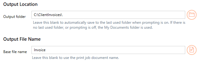 Set the same output location and file name to combine files into PDF