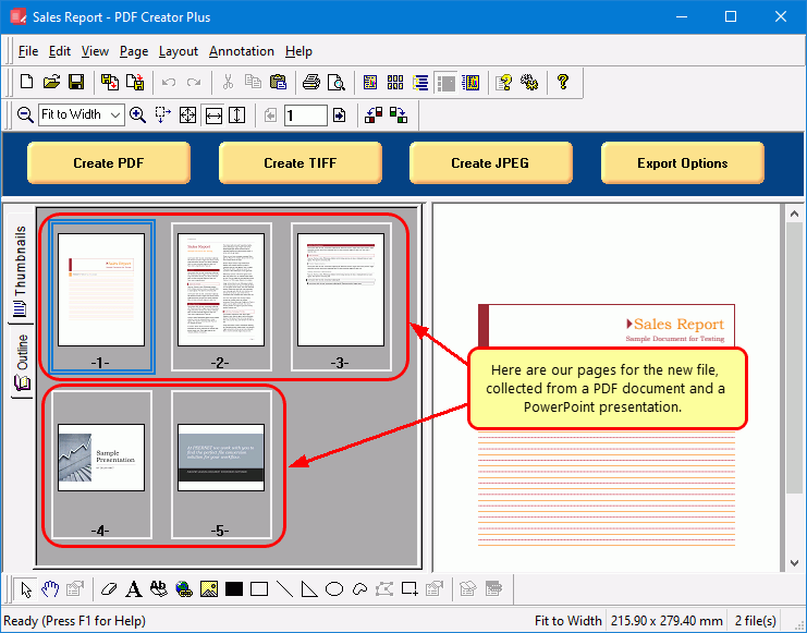 Drag PDF or print files to gather all the pages from the documents you want in your PDF.