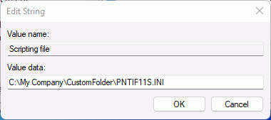 The Scripting file registry key can be set to a script file in a custom folder instead of the TEMP folder.