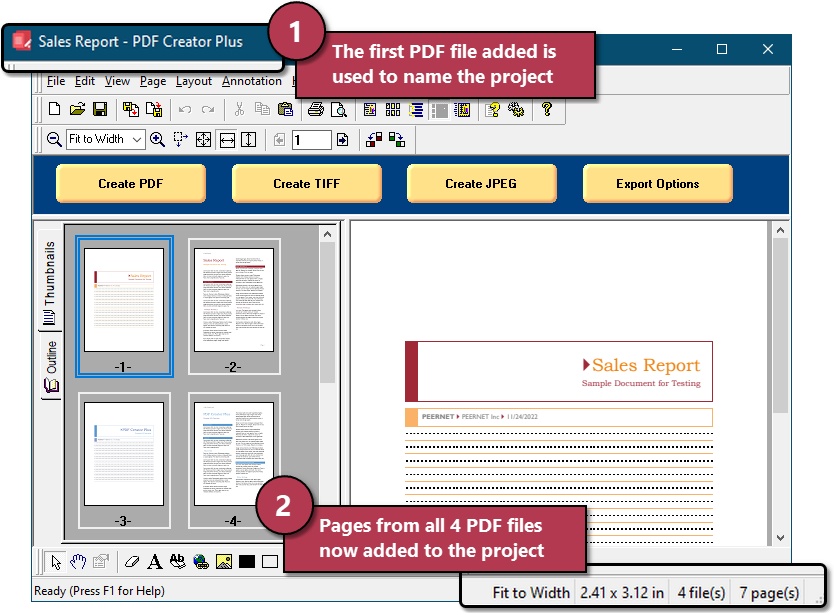 Drag and drop to merge PDF and edit pages from the PDF files in PDF Creator Plus