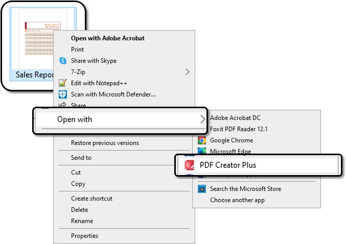combine pdf using open with context menu