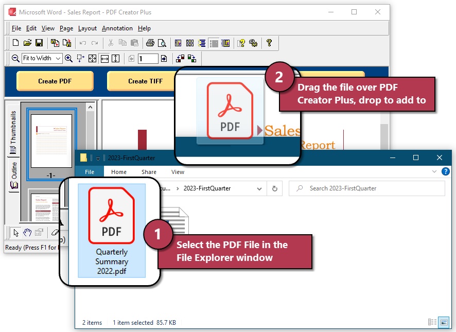 drag pdf files to add pages to PDF