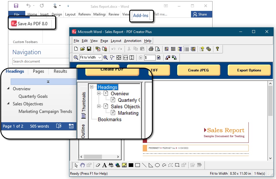 create pdf files with bookmarks