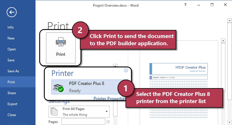 Print any document to create a PDF.