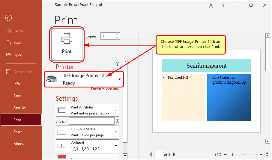 Choose Image Printer and click Print