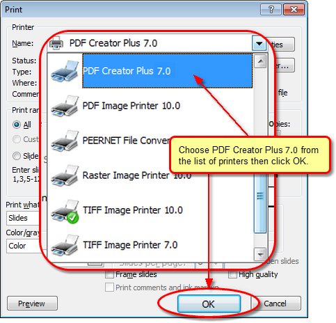 converting powerpoint to PDF