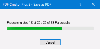 Save As PDF 8 progress dialog is displayed as your Word document is processed for hyperlinks and bookmarks.